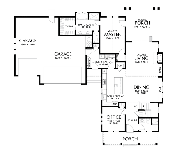 Architectural House Design - Farmhouse Floor Plan - Main Floor Plan #48-995