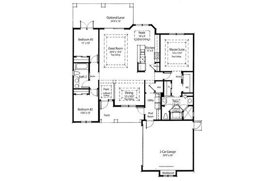 Floor Plan - Main Floor for Country House Plan #938-41 - 3 bed, 2 bath