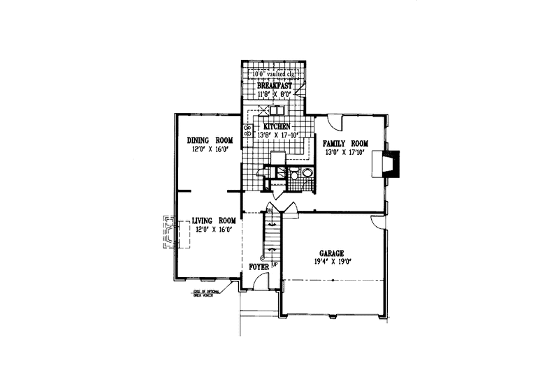 Architectural House Design - Floor Plan - Main Floor for Colonial House Plan #953-95 - 4 bed, 2.5 bath