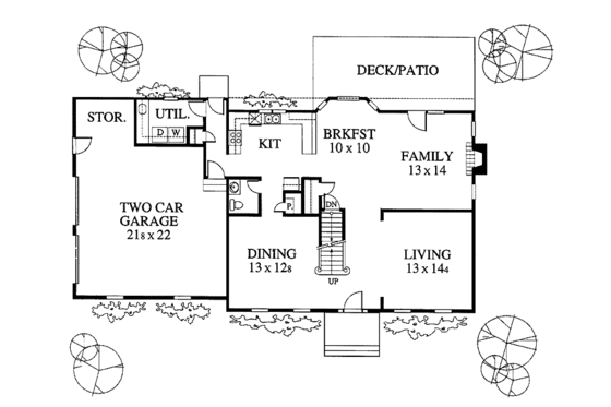 Floor Plan - Main Floor for Colonial House Plan #1053-26 - 3 bed, 2.5 bath