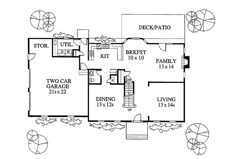 Home Plan - Floor Plan - Main Floor for Colonial House Plan #1053-26 - 3 bed, 2.5 bath
