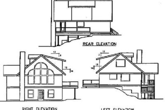 Exterior - Rear Elevation for Traditional House Plan #60-389 - 2 bed, 2.5 bath