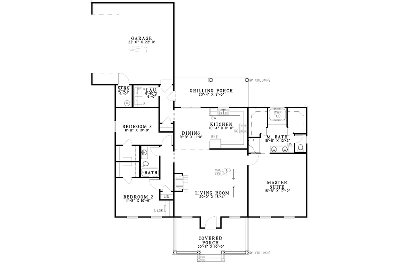 Architectural House Design - Floor Plan - Main Floor for Classical House Plan #17-3206 - 3 bed, 2 bath