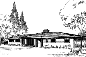Adobe / Southwestern Exterior - Front Elevation Plan #60-943