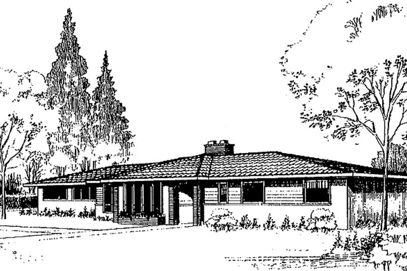 Home Plan - Adobe / Southwestern Exterior - Front Elevation Plan #60-943