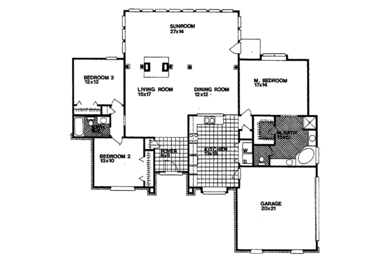 Floor Plan - Main Floor for Country House Plan #30-292 - 3 bed, 2 bath