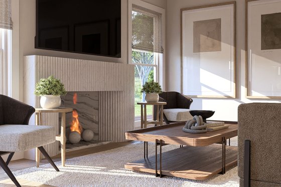 Interior - Family Room 1 for Traditional House Plan #455-82 - 3 bed, 2 bath