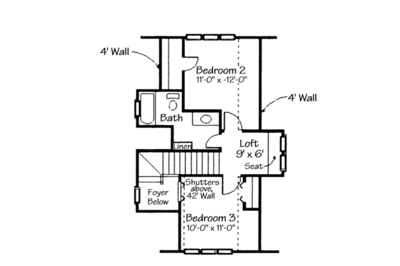 Floor Plan - Upper Floor for Cottage House Plan #410-162 - 3 bed, 2.5 bath