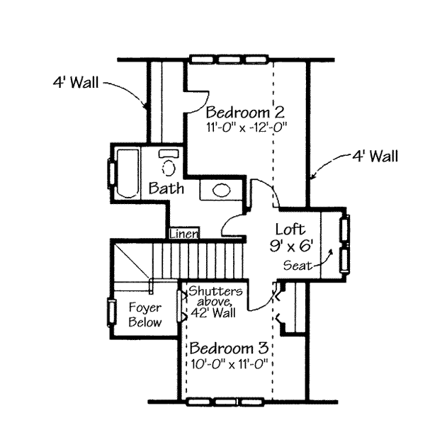 House Plan Design - Cottage Floor Plan - Upper Floor Plan #410-162