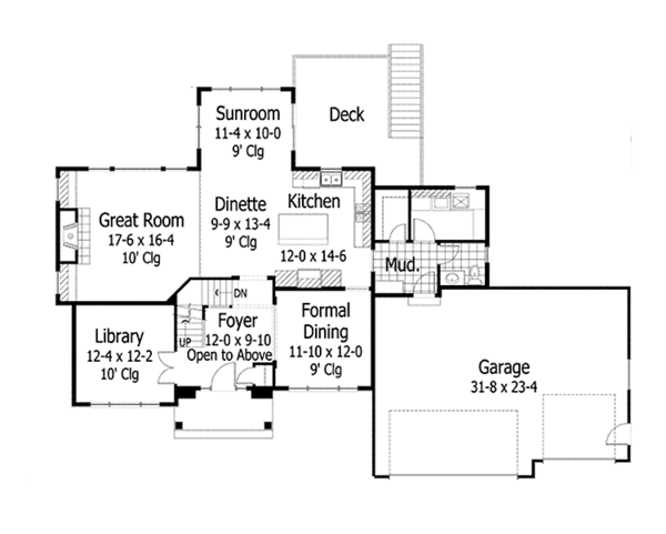 Architectural House Design - Country Floor Plan - Main Floor Plan #51-1097