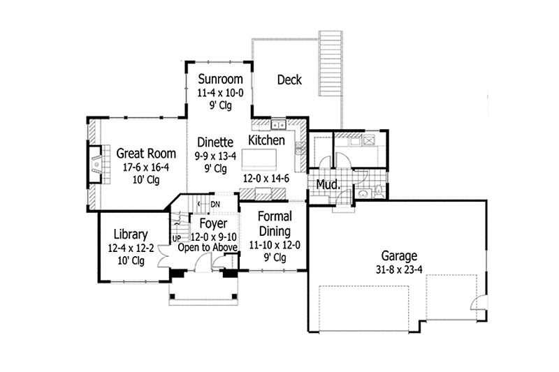 Home Plan - Floor Plan - Main Floor for Country House Plan #51-1097 - 4 bed, 2.5 bath