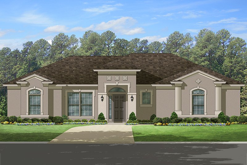 Dream House Plan - Mediterranean Exterior - Front Elevation Plan #1058-113