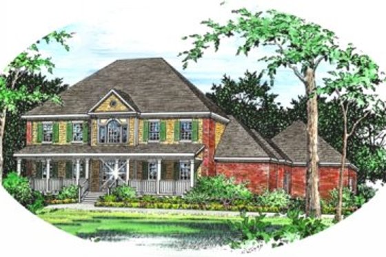 Exterior - Front Elevation for Southern House Plan #15-262 - 4 bed, 3.5 bath
