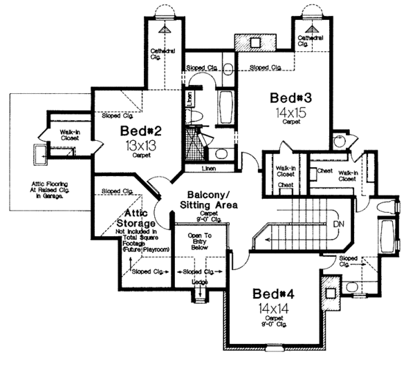 Dream House Plan - Country Floor Plan - Upper Floor Plan #310-1019