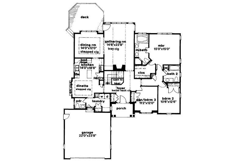House Blueprint - Floor Plan - Main Floor for Ranch House Plan #328-178 - 2 bed, 2.5 bath