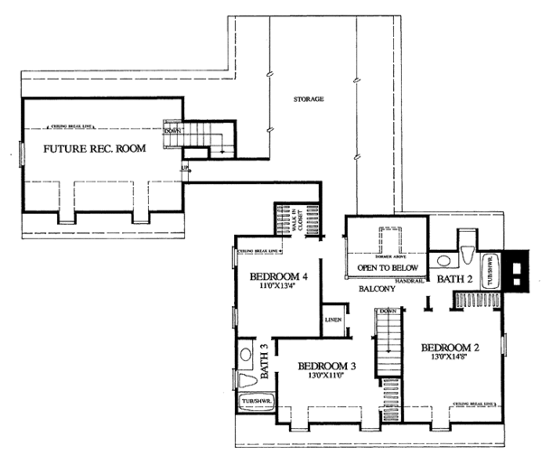 Home Plan - Colonial Floor Plan - Upper Floor Plan #137-351