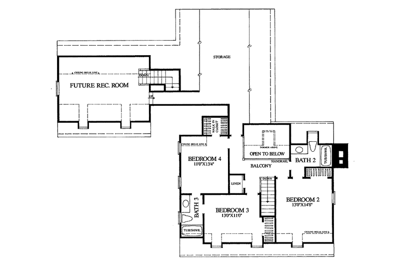 Home Plan - Floor Plan - Upper Floor for Colonial House Plan #137-351 - 4 bed, 3.5 bath