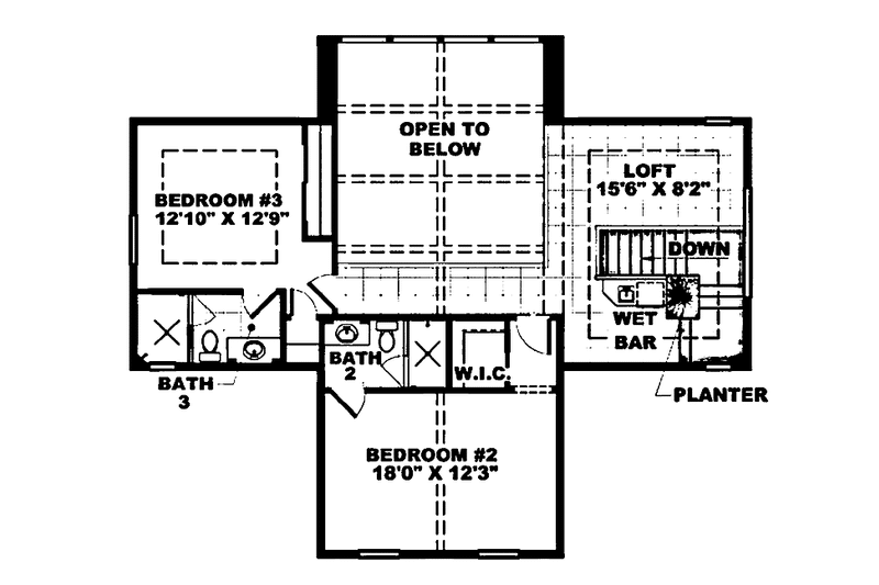 Home Plan - Floor Plan - Upper Floor for Contemporary House Plan #1017-52 - 3 bed, 3.5 bath