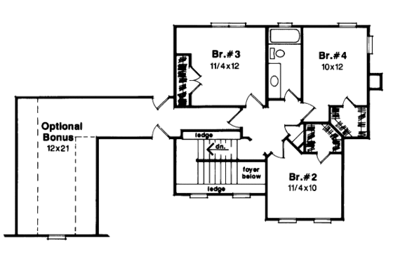 Floor Plan - Upper Floor for Traditional House Plan #41-156 - 4 bed, 2.5 bath