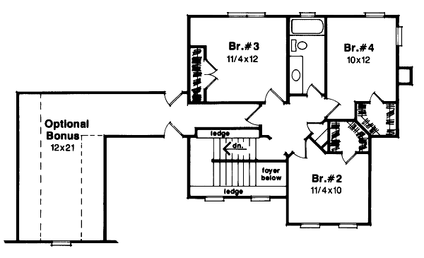 Traditional Floor Plan - Upper Floor Plan #41-156