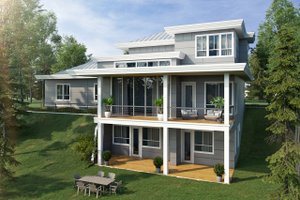 Exterior - Rear Elevation for Contemporary House Plan #942-55 - 3 bed, 4.5 bath