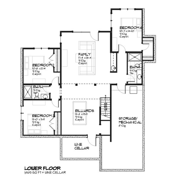 European Floor Plan - Lower Floor Plan #901-108