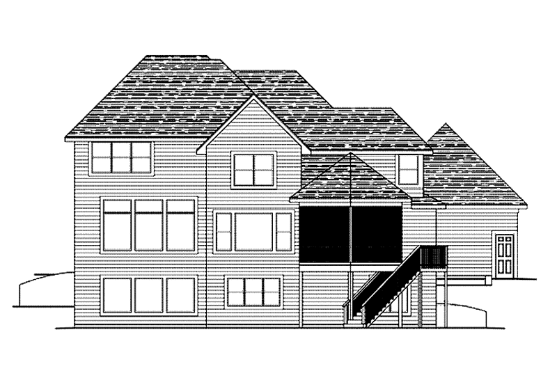 Home Plan - Exterior - Rear Elevation for Traditional House Plan #51-1064 - 4 bed, 3.5 bath
