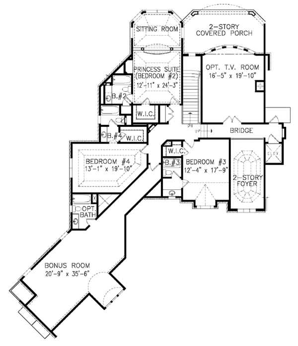 Architectural House Design - European Floor Plan - Upper Floor Plan #54-269