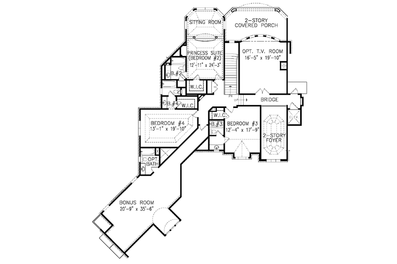 Dream House Plan - Floor Plan - Upper Floor for European House Plan #54-269 - 4 bed, 4.5 bath