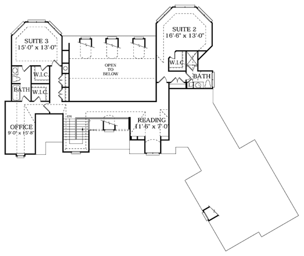 House Blueprint - European Floor Plan - Upper Floor Plan #453-376