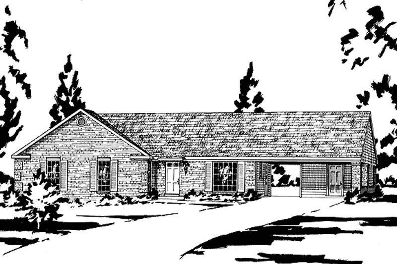 Architectural House Design - Ranch Exterior - Front Elevation Plan #36-586