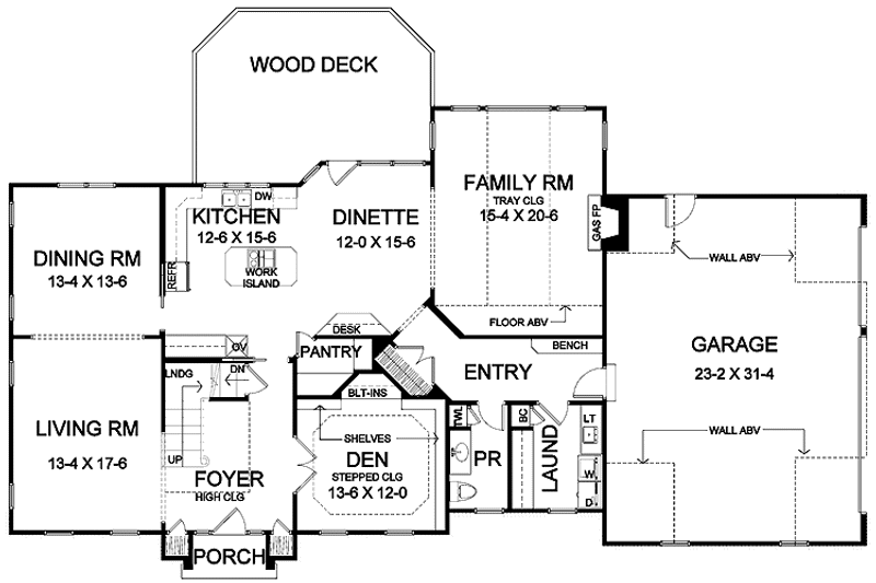 Home Plan - Floor Plan - Main Floor for Classical House Plan #328-442 - 4 bed, 3.5 bath