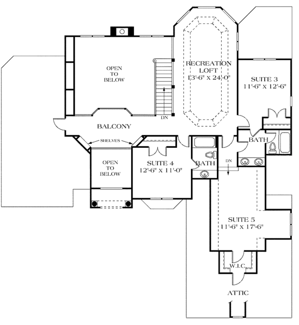 Architectural House Design - Classical Floor Plan - Upper Floor Plan #453-417