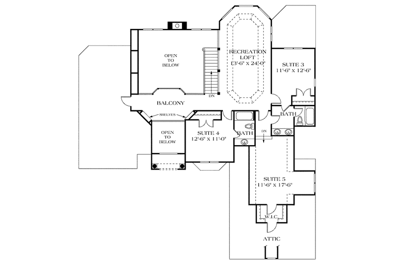 Architectural House Design - Floor Plan - Upper Floor for Classical House Plan #453-417 - 5 bed, 4 bath