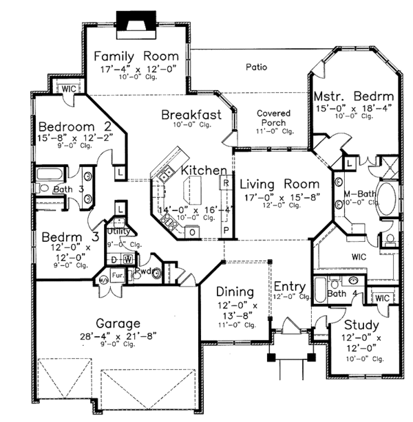 Architectural House Design - Country Floor Plan - Main Floor Plan #52-279