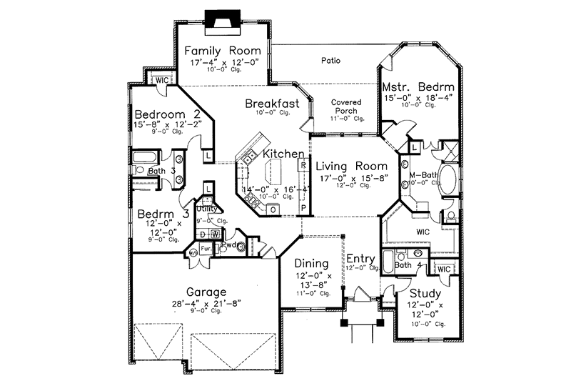Home Plan - Floor Plan - Main Floor for Country House Plan #52-279 - 4 bed, 3.5 bath