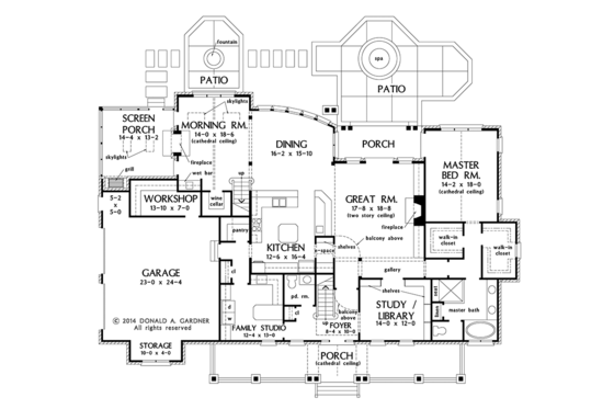 Floor Plan - Main Floor for Farmhouse House Plan #929-1000 - 4 bed, 3.5 bath