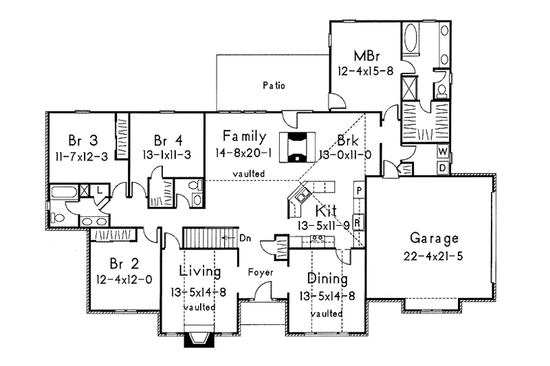 Home Plan - Floor Plan - Main Floor for Ranch House Plan #57-627 - 4 bed, 2.5 bath