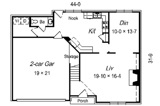 Floor Plan - Main Floor for Colonial House Plan #329-218 - 3 bed, 2.5 bath