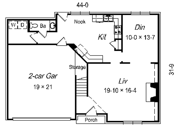 Floor Plan - Main Floor for Colonial House Plan #329-218 - 3 bed, 2.5 bath
