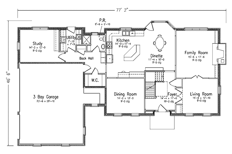 Dream House Plan - Floor Plan - Main Floor for Classical House Plan #994-11 - 4 bed, 3 bath