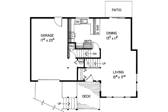 Floor Plan - Main Floor for Contemporary House Plan #60-886 - 2 bed, 1 bath