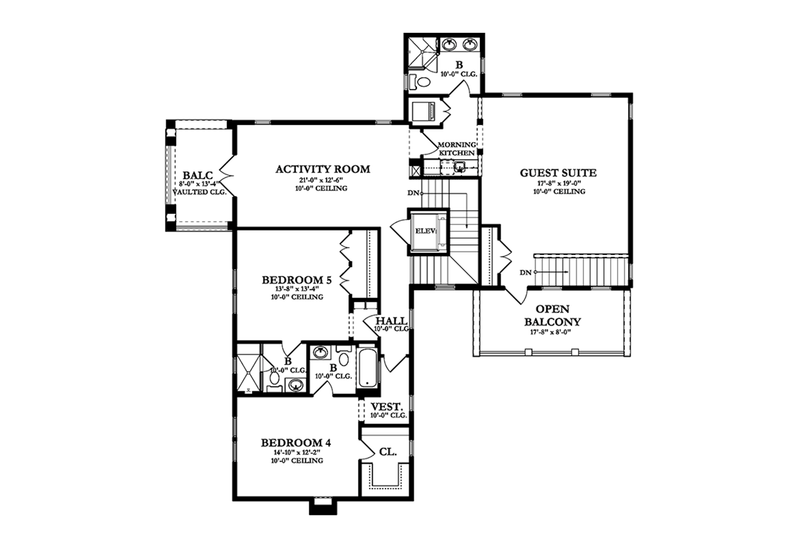 Architectural House Design - Floor Plan - Upper Floor for Mediterranean House Plan #1058-85 - 5 bed, 5 bath
