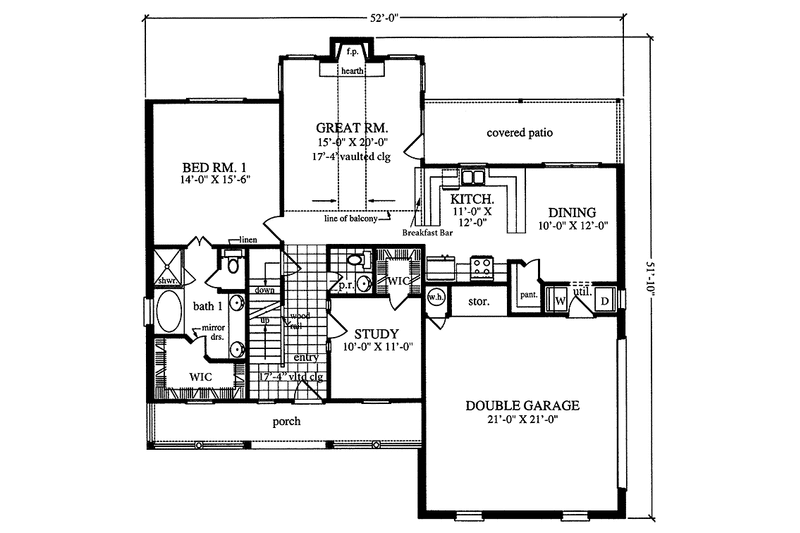 Home Plan - Floor Plan - Main Floor for Country House Plan #42-692 - 3 bed, 2.5 bath