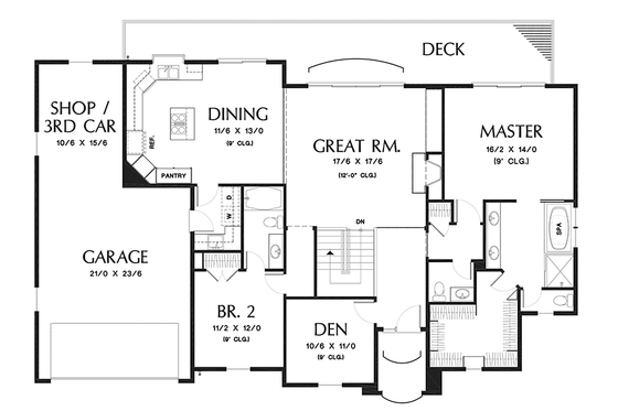 Floor Plan - Main Floor for Traditional House Plan #48-915 - 3 bed, 3.5 bath