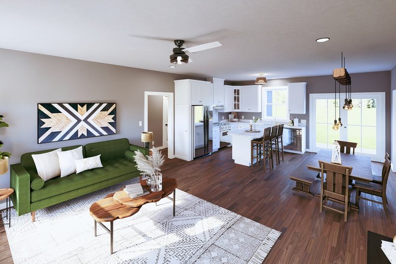 House Design - Interior - Family Room for Farmhouse House Plan #44-280 - 4 bed, 2 bath