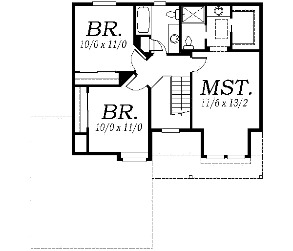 Traditional Floor Plan - Upper Floor Plan #130-114