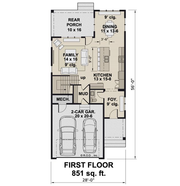 House Blueprint - Craftsman Floor Plan - Main Floor Plan #51-1469