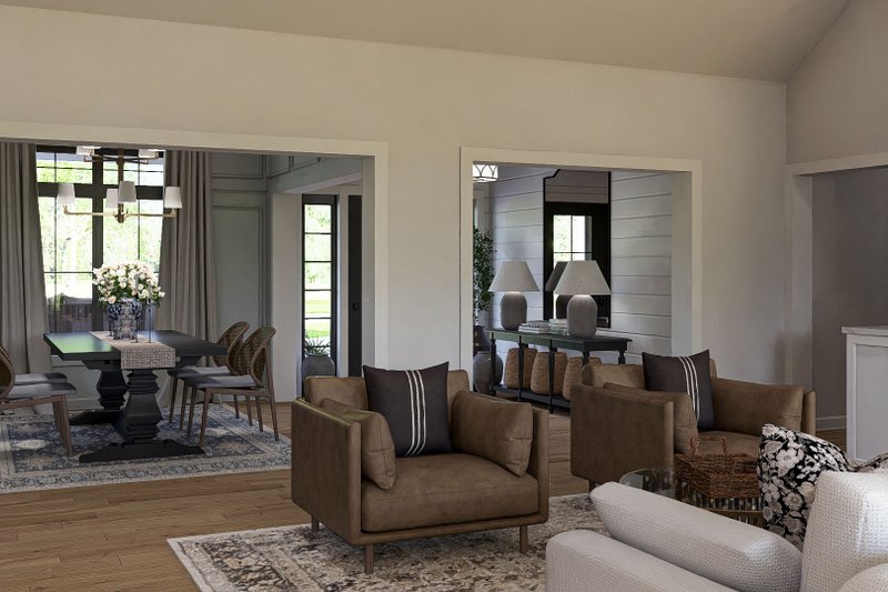House Blueprint - Interior - Family Room for Colonial House Plan #455-415 - 3 bed, 2 bath