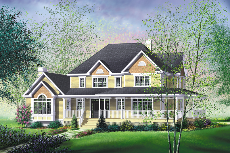 House Blueprint - Country Exterior - Front Elevation Plan #25-2013